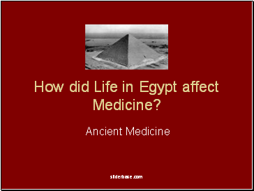 How did Life in Egypt affect Medicine
