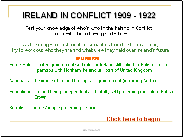 IRELAND IN CONFLICT 1909 - 1922