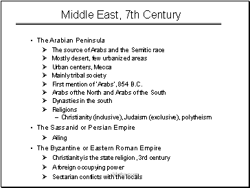 Middle East, 7th Century