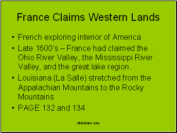 France Claims Western Lands