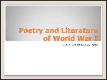 Poetry and Literature of World War I