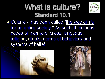 What is culture? Standard 10.1