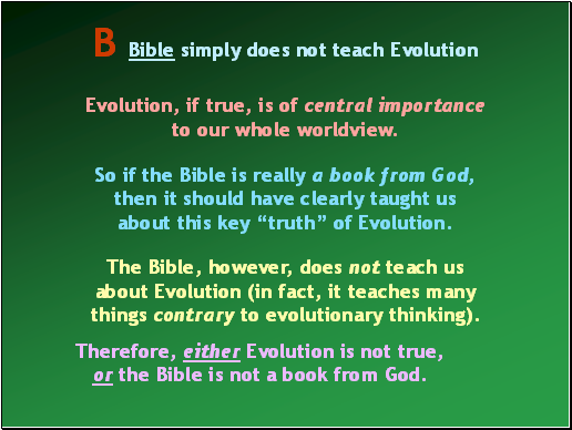 Bible simply does not teach Evolution