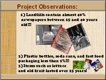 2) Plastic bottles, soda cans, and fast food