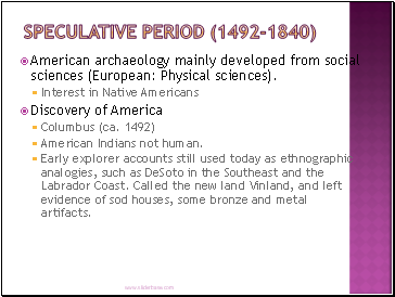 Speculative Period (1492-1840)