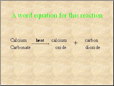 A word equation for this reaction
