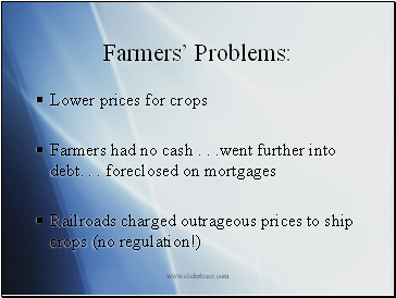 Farmers’ Problems: Lower prices for crops