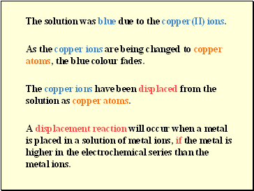 The solution was blue due to the copper(II) ions.