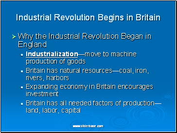 Industrial Revolution Begins in Britain