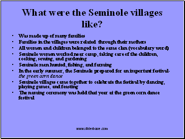 What were the Seminole villages like?