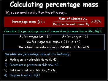 Calculating percentage mass