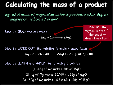 Calculating the mass of a product