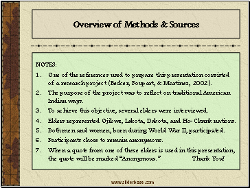 Overview of Methods & Sources