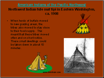 American Indians of the Pacific Northwest Northwest Indian tule mat tipi in Eastern Washington, ca. 1908
