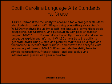 South Carolina Language Arts Standards First Grade