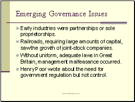 Emerging Governance Issues