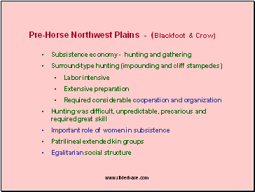 Pre-Horse Northwest Plains - (Blackfoot & Crow)