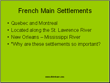 French Main Settlements