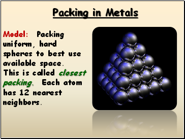 Packing in Metals