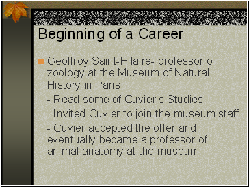 Beginning of a Career