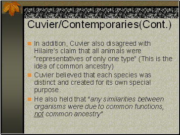 Cuvier/Contemporaries(Cont.)