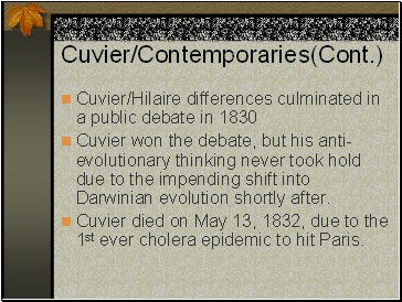 Cuvier/Contemporaries(Cont.)