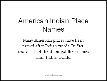 American Indian Place Names
