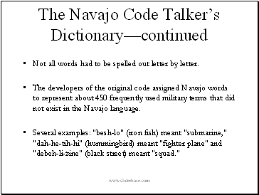 The Navajo Code Talker’s Dictionary—continued