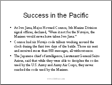 Success in the Pacific