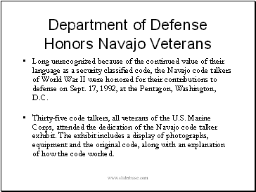 Department of Defense Honors Navajo Veterans