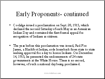 Early Proponents- continued