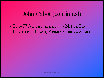 John Cabot (continued)