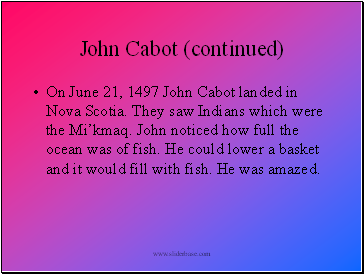 John Cabot (continued)