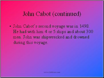 John Cabot (continued)
