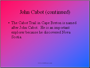 John Cabot (continued)