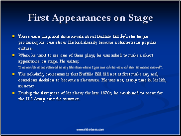 First Appearances on Stage