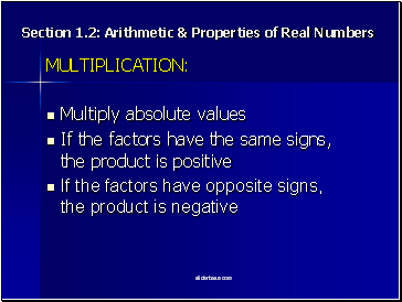 Section 1.2: Arithetic & Properties of Real Numbers
