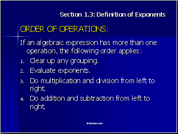 Section 1.3: Definition of Exponents