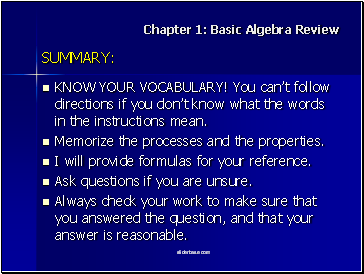 Basic Algebra Review