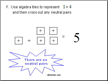 F. Use algebra tiles to represent