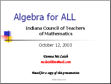 Algebra for ALL