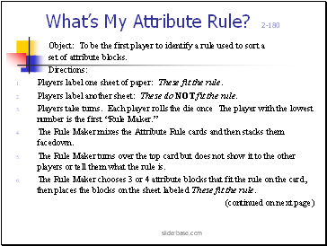 Whats My Attribute Rule?