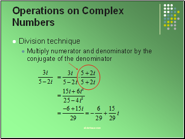 Operations on Complex Numbers