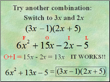 Try another combination: