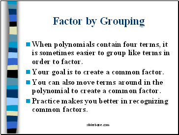 Factor by Grouping