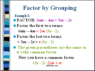 Factor by Grouping Example 2: