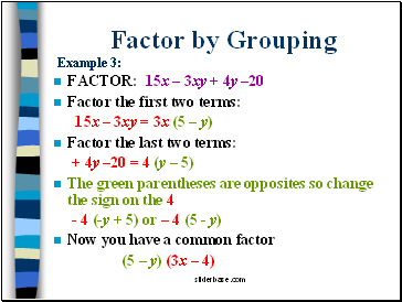 Factor by Grouping Example 3: