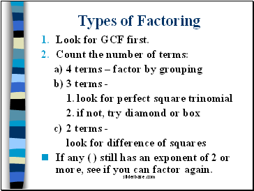 Types of Factoring