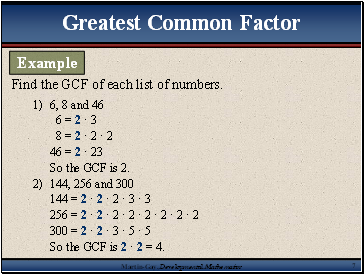 Find the GCF of each list of numbers.