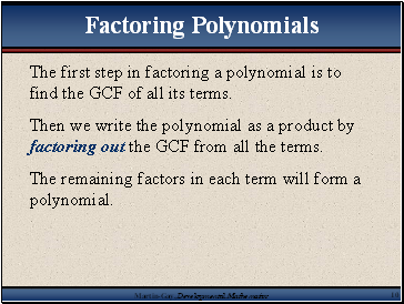 Factoring Polynomials